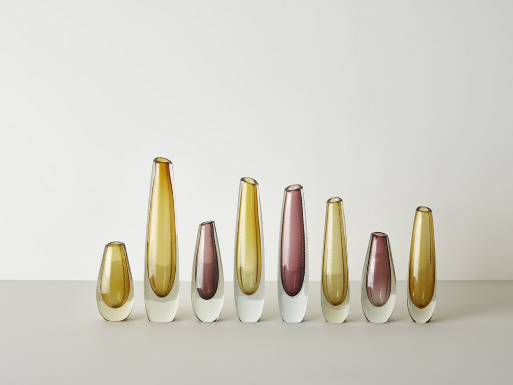 A group of eight Gunnel Nyman glass vases