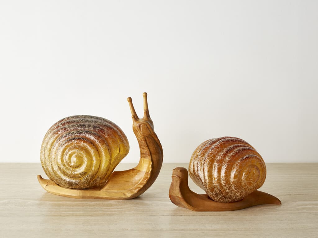 A pair of Marzio Cecchi table lamps in the form of snails. Italy 1960's