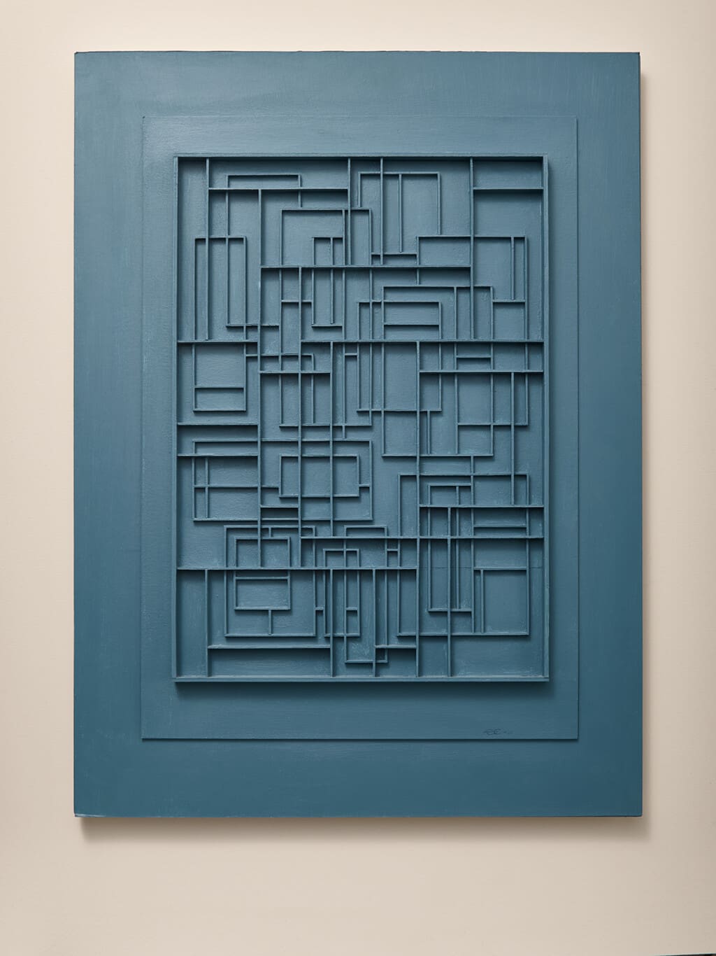 Cardboard and acrylic paint relief art piece by Sakari Laitinen