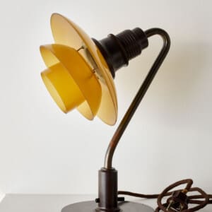 A PH 2/2 patinated brass table lamp, Louis Poulsen