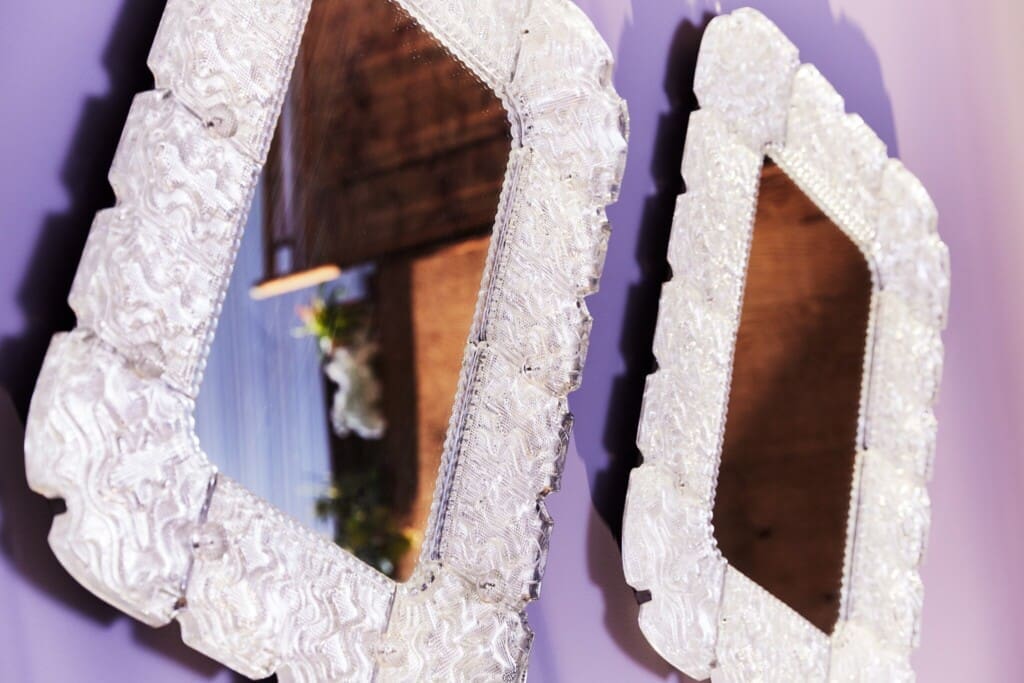 A pair of cast glass mirrors by Carl Fagerlund for Orrefors