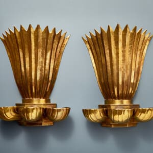 A pair of Swedish Grace brass wall scones