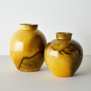 Two vases in yellow glaze by Herman A Kähler