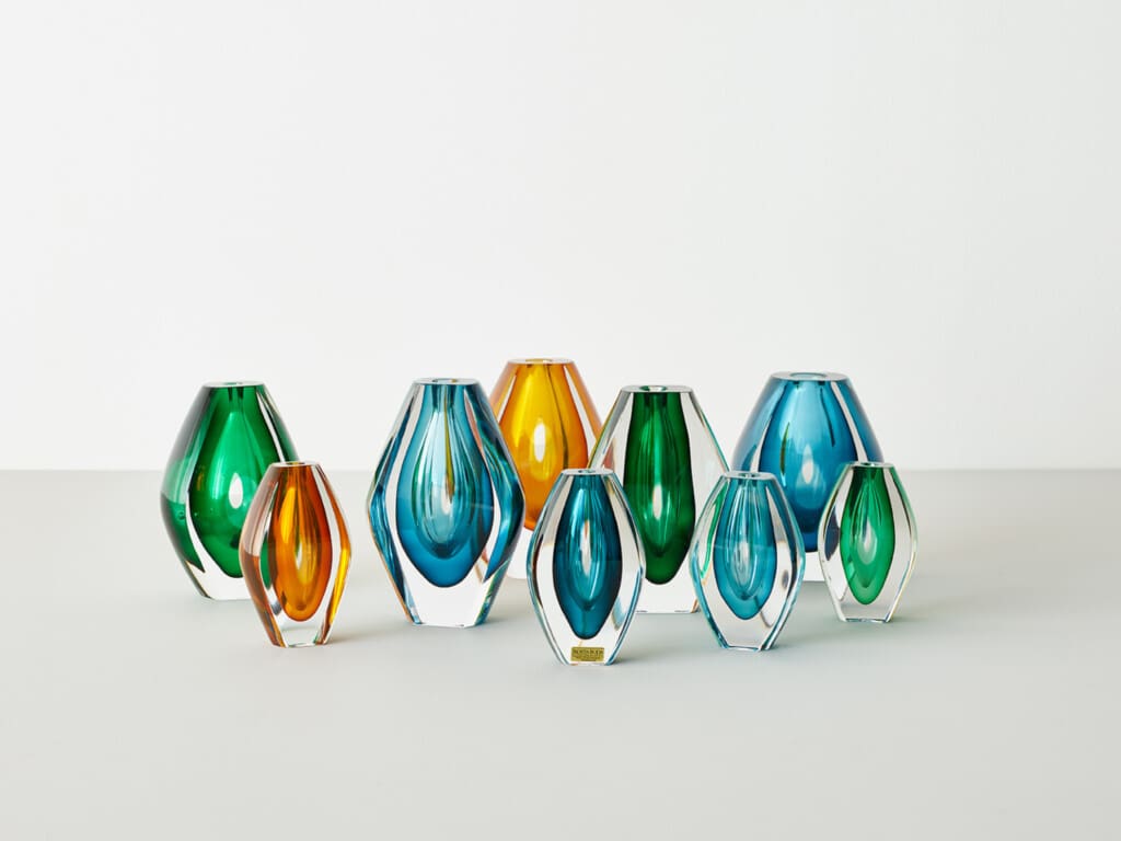 A set of nine glass vases by Mona Morales Schildt