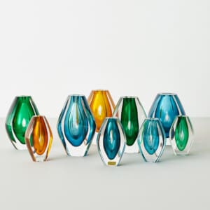 A set of nine glass vases by Mona Morales Schildt